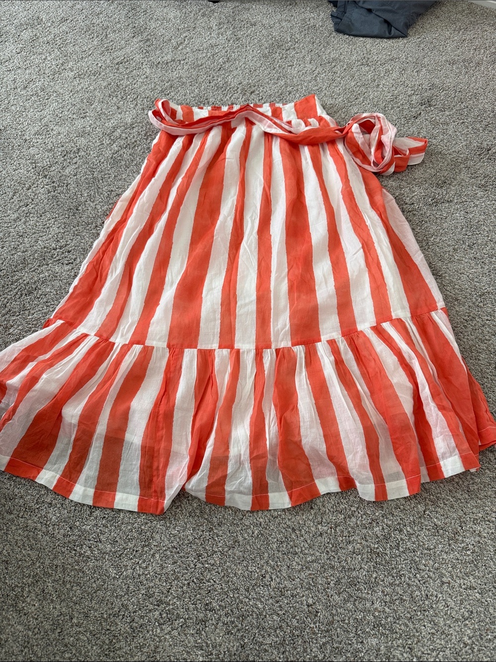 Oliphant Orange and White Striper Tie-Waist Maxi Skirt Small - Picture 2 of 6